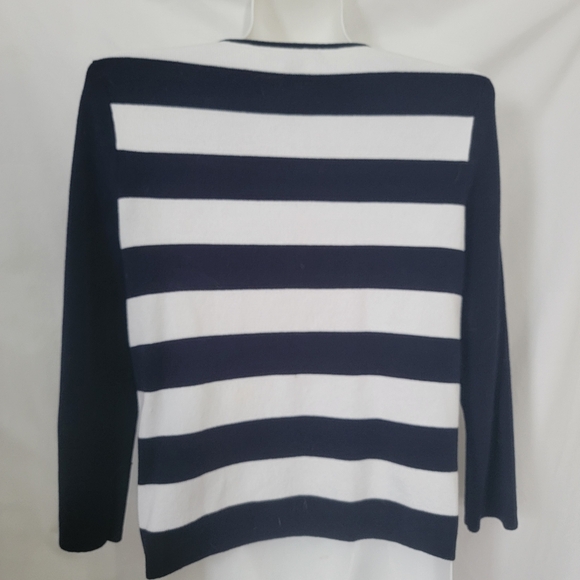Ralph Lauren Zip Sweater Striped Navy White PM - Picture 2 of 7